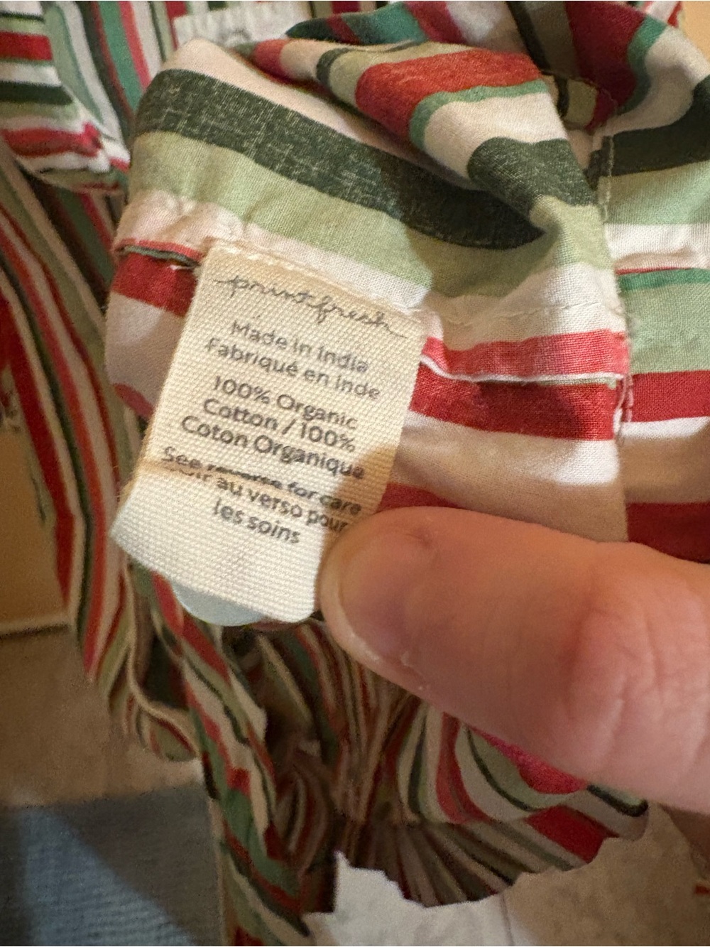 Printfresh Green, Red, Pink, & White Striped Short Sleeve Pajama Shirt - Picture 5 of 5